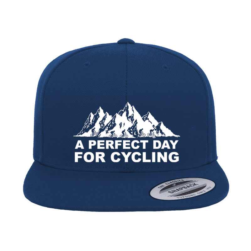 Perfect Day For Cycling Embroidered Flat Bill Cap