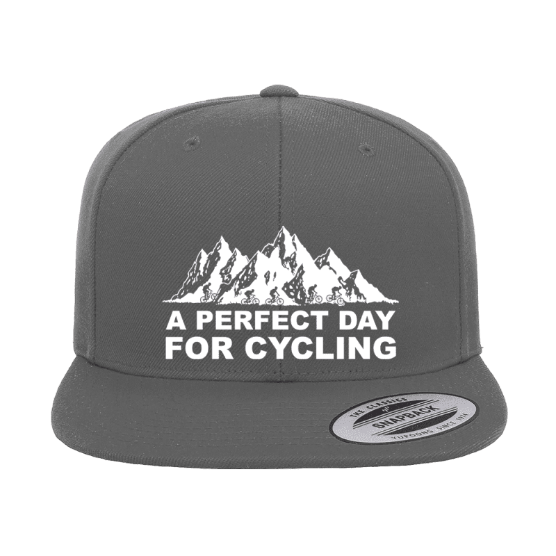 Perfect Day For Cycling Embroidered Flat Bill Cap