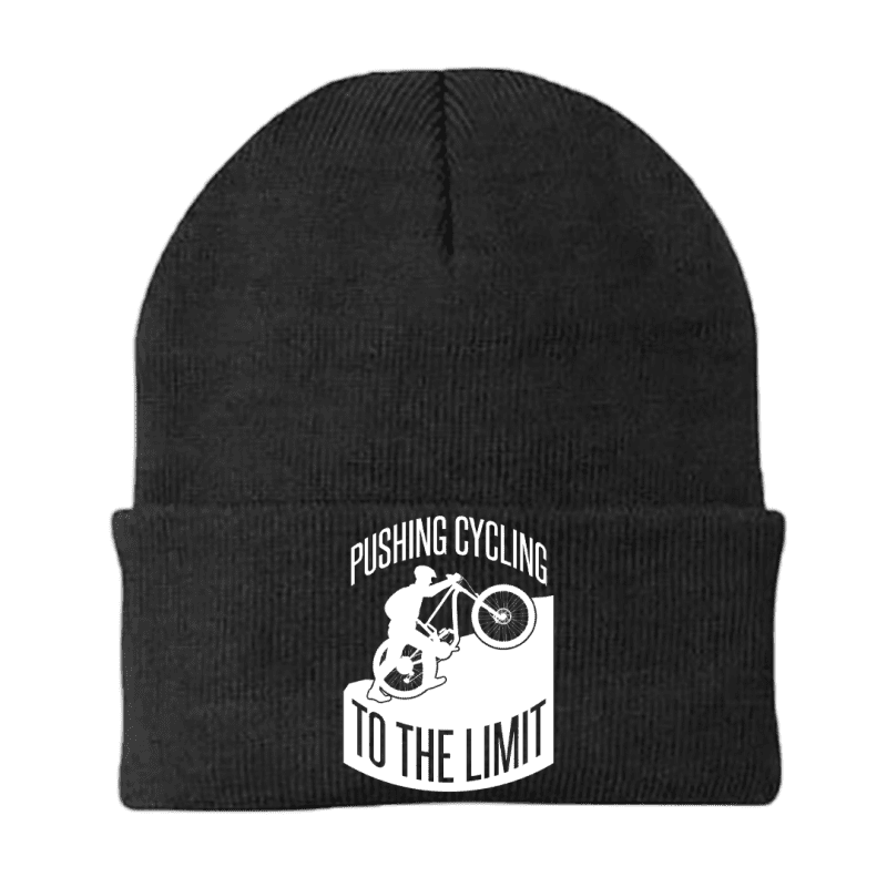 PushingCyclingtoTheLimitDesignbeanieBLACK