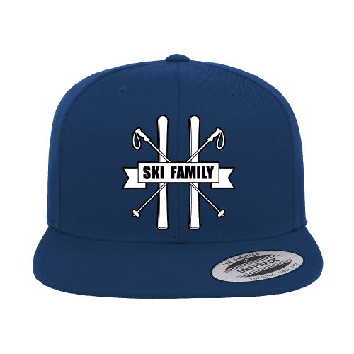 Ski Family Embroidered Flat Bill Cap Blue