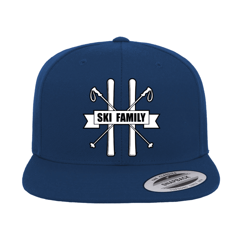 Ski Family Embroidered Flat Bill Cap Blue