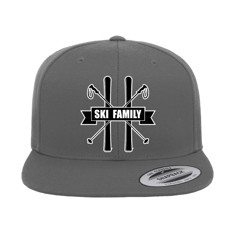 Ski Family Embroidered Flat Bill Cap Gray