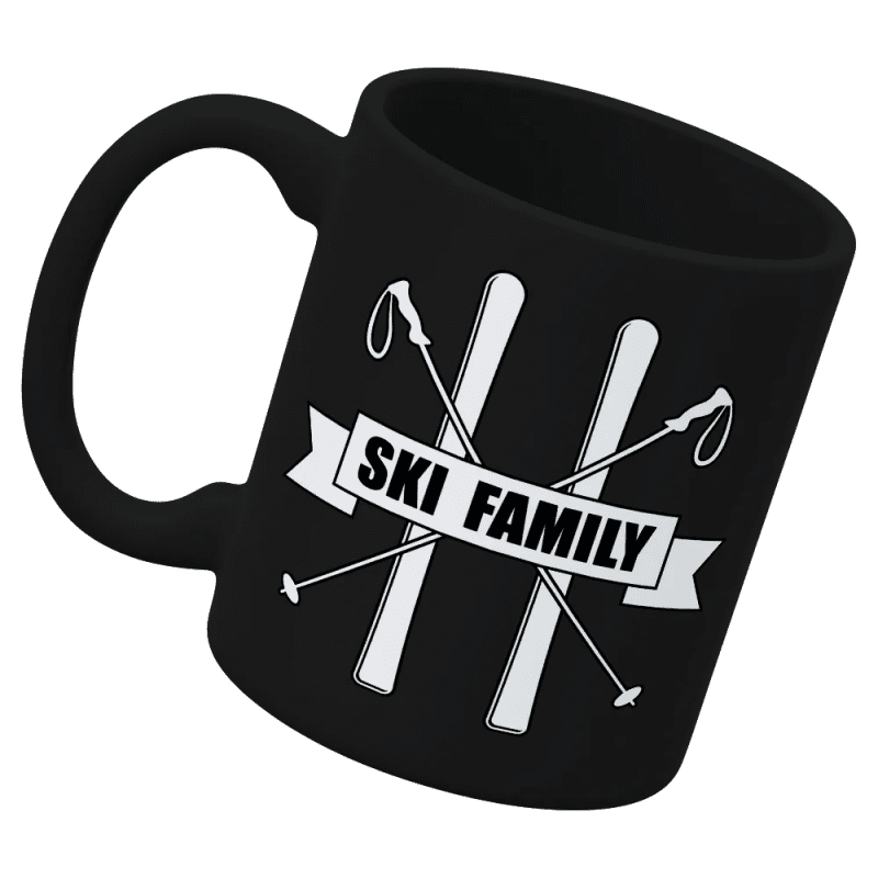 Ski Family White Coffee Mug Black