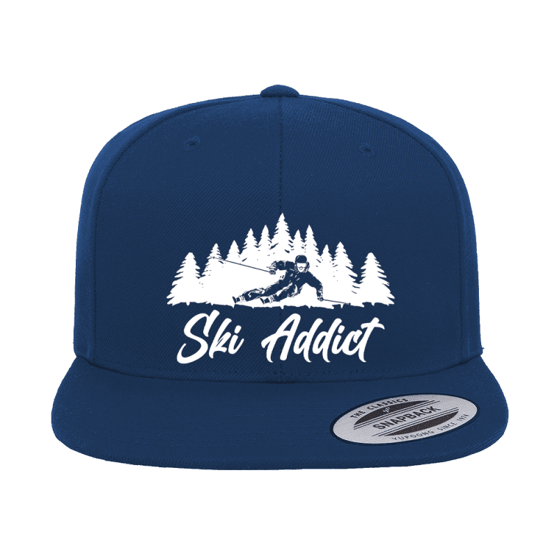 Ski Addict Embroidered Flat Bill Cap