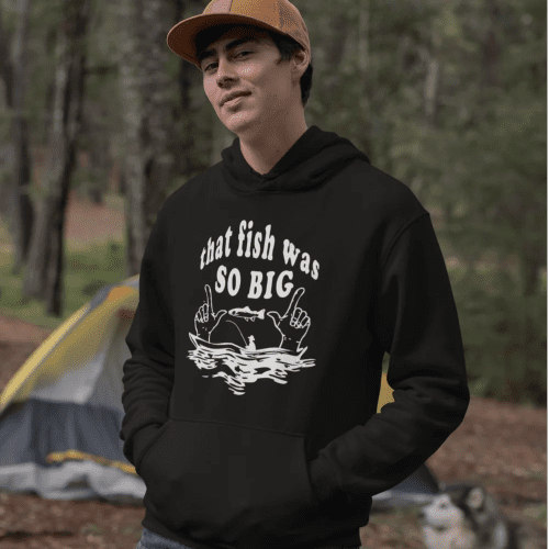 That fish was so big unisex hoodie black model