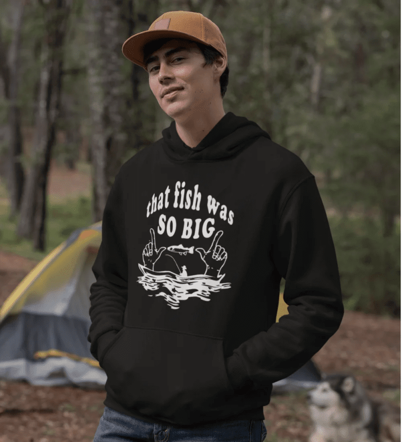 That fish was so big unisex hoodie black model