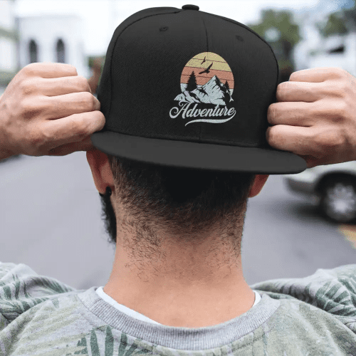 The Mountains Are Calling Flatbill Cap Black Model