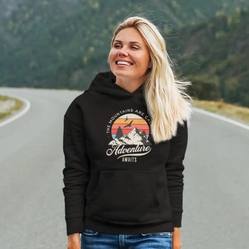 The Mountains Are Calling Unisex Hoodie Black Model F