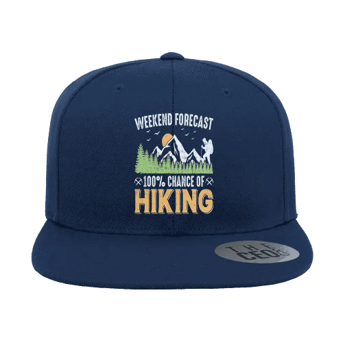 Weekend Forecast 100% Hiking Embroidered Flat Bill Cap