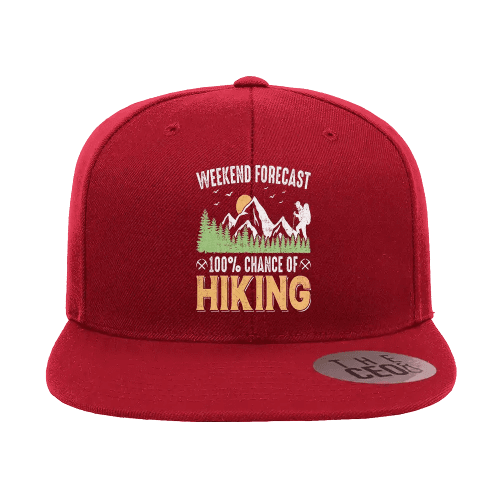 Weekend Forecast 100% Hiking Embroidered Flat Bill Cap