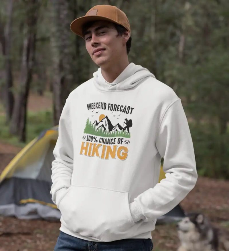 Weekend Forecast Unisex Hoodie White Model