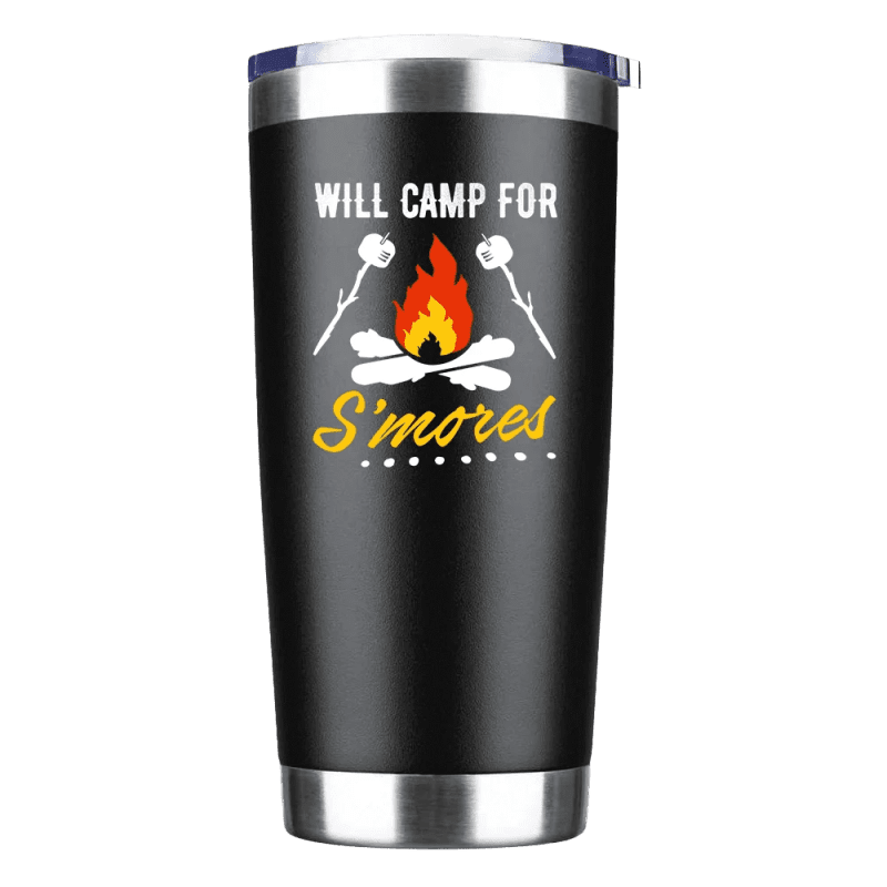 Will Camp For Smores Insulated Vacuum Sealed Tumbler Black