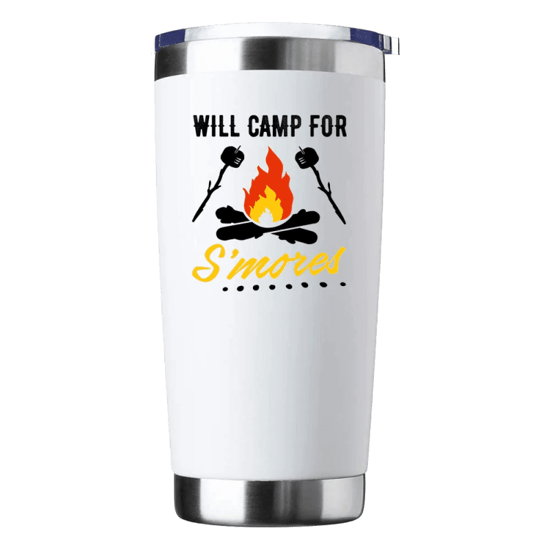 Will Camp For Smores Insulated Vacuum Sealed Tumbler White