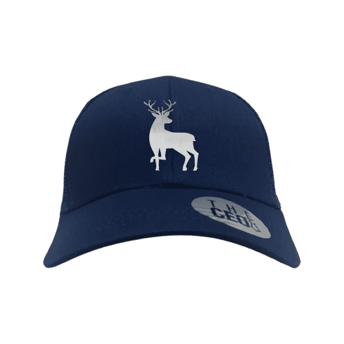 deer color 2 embroidered hat trucker navy blue