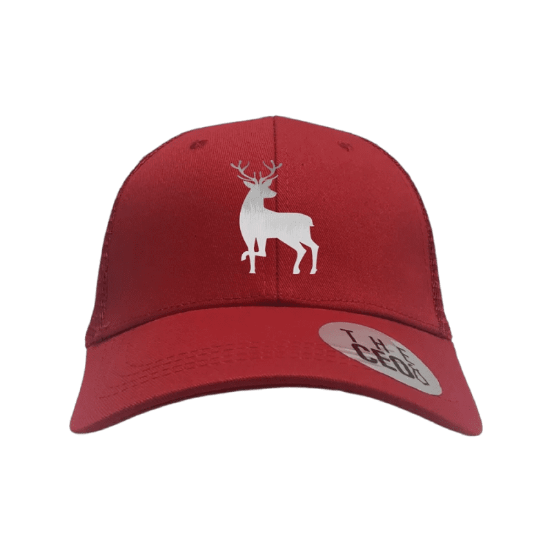 deer color 2 embroidered hat trucker red