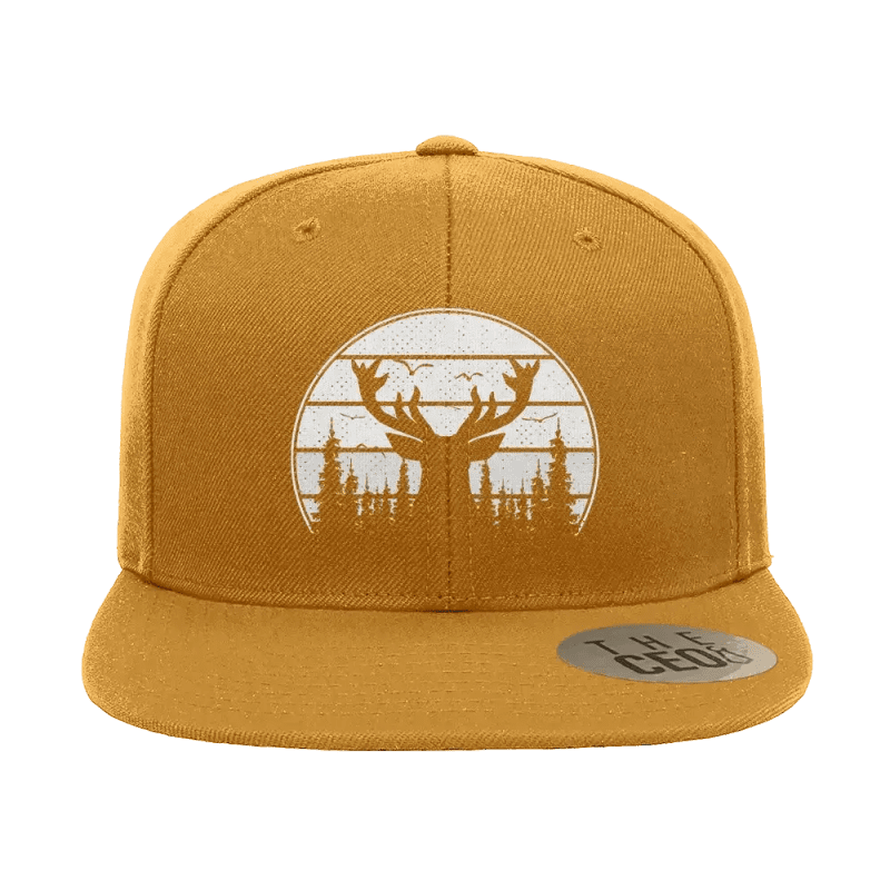 Deer Color Embroidered Flat Bill Hat