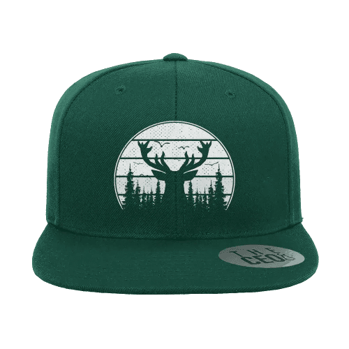 Deer Color Embroidered Flat Bill Hat