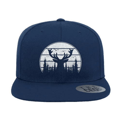 Deer Color Embroidered Flat Bill Hat