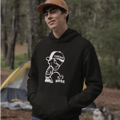 fishing and work unisex hoodie black model