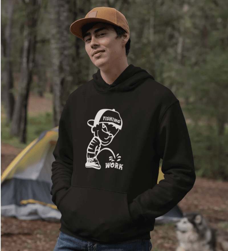 fishing and work unisex hoodie black model