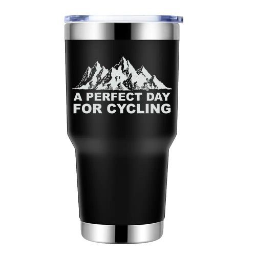 Perfect Day For Cycling 30oz Double Wall Stainless Steel Water Tumbler Black