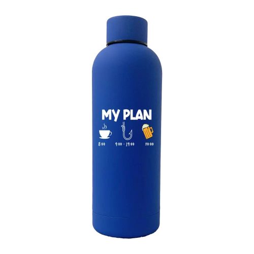 My Fishing Plan 17oz Stainless Rubberized Water Bottle