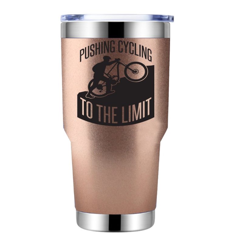 Pushing Cycling To The Limit 30oz Insulated Vacuum Sealed Tumbler Rosegold