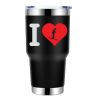 I Love Skiing 30oz Double Wall Stainless Steel Water Tumbler Black