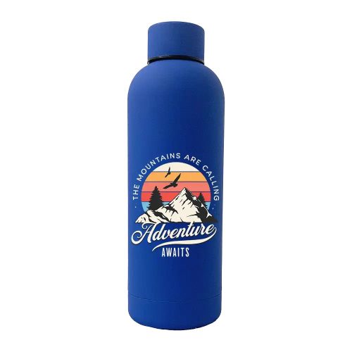 The Mountains Are Calling 17oz Stainless Rubberized Water Bottle