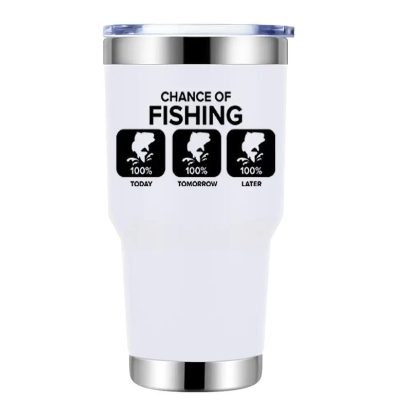 Chance of Fishing 30oz Tumbler White