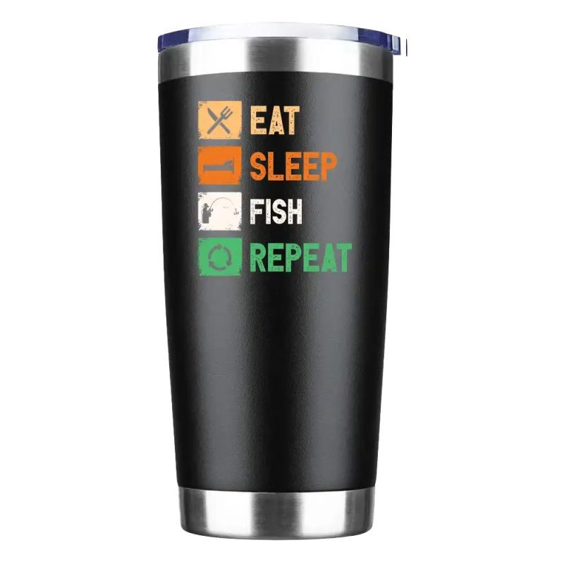 Eat Sleep Fishing Repeat 20oz Tumbler Black