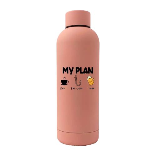 My Fishing Plan 17oz Stainless Rubberized Water Bottle