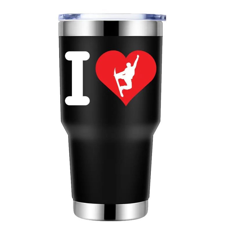 I Love Snowboarding 30oz Tumbler Black