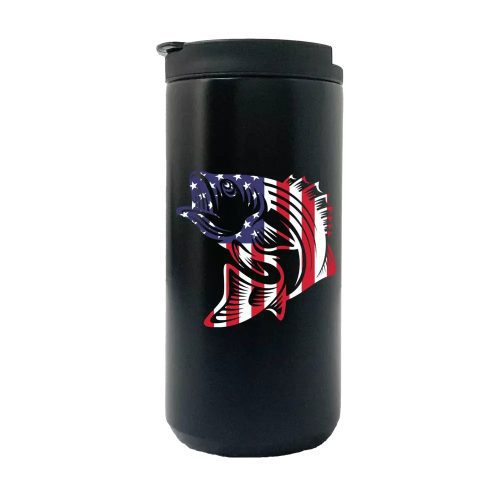 American Flag Fish 14oz Tumbler Black