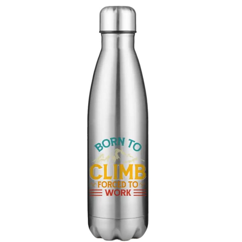 Climbing Born To Climb Forced To Work Stainless Steel Water Bottle Silver