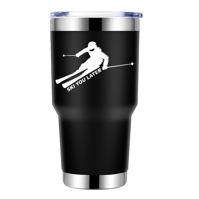 Ski You Later 30oz Double Wall Stainless Steel Water Tumbler Black