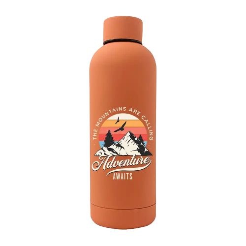 The Mountains Are Calling 17oz Stainless Rubberized Water Bottle