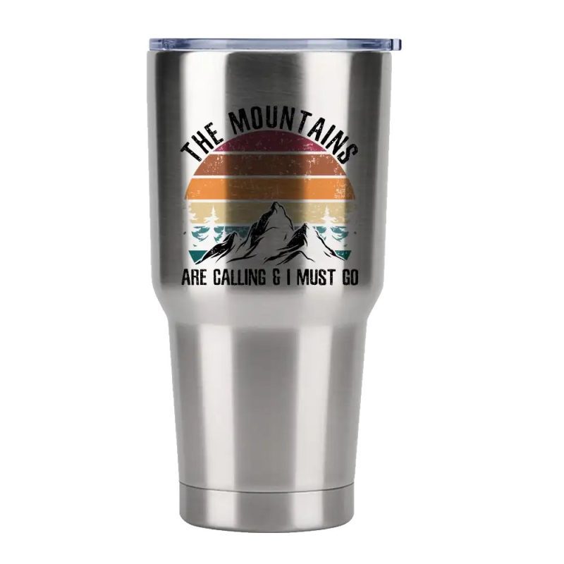 Hiking The Mountains Are Calling & I Must Go 30oz Tumbler Silver