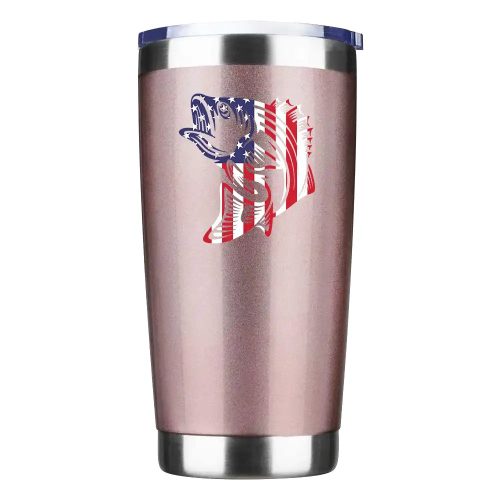 American Flag Fish 20oz Tumbler Rosegold