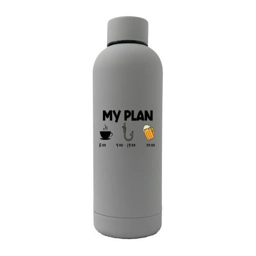 My Fishing Plan 17oz Stainless Rubberized Water Bottle