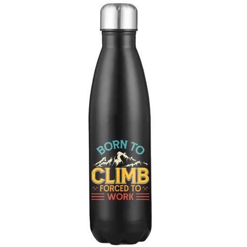 Climbing Born To Climb Forced To Work Stainless Steel Water Bottle Black