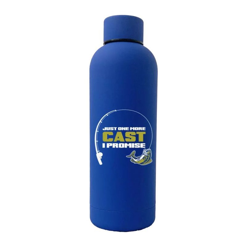 Just One More Cast 17oz Stainless Rubberized Water Bottle