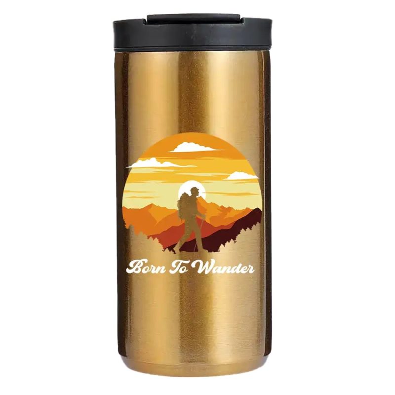 Born To Wander Hiking 14oz Tumbler Gold