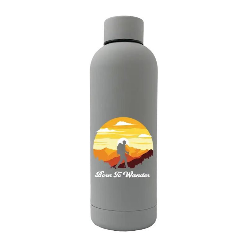 Born To Wander 17oz Stainless Rubberized Water Bottle