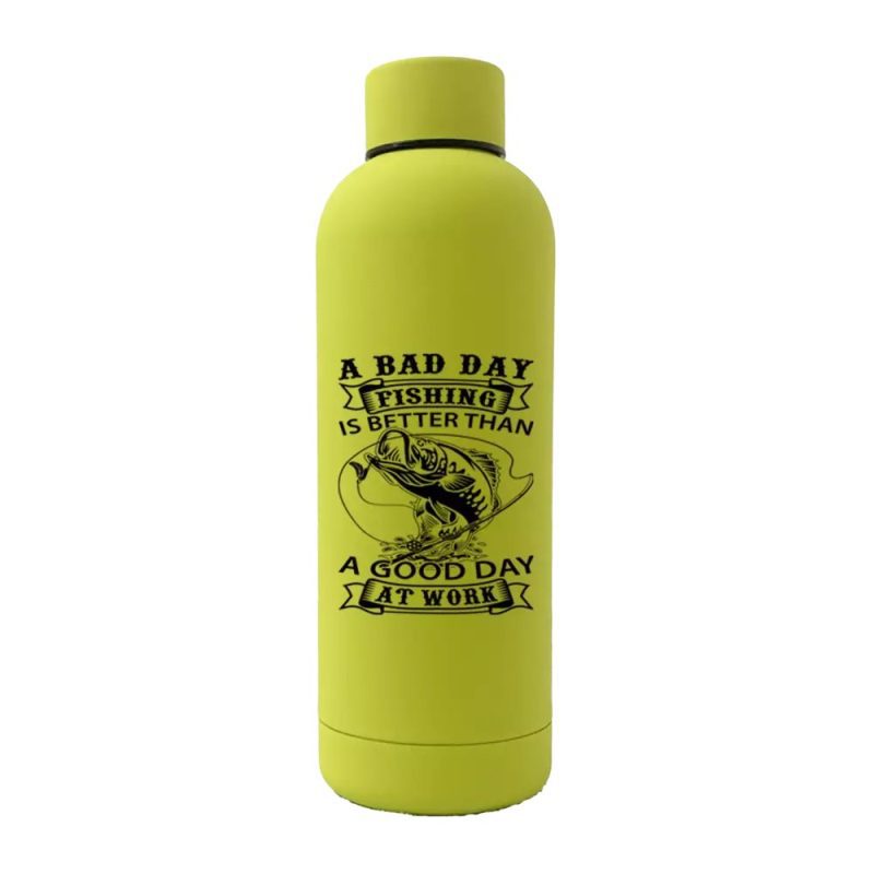 A Bad Day At Fishing 17oz Stainless Rubberized Water Bottle