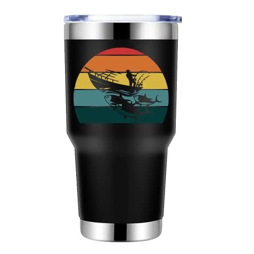 Fishing Boat 30oz Tumbler Black