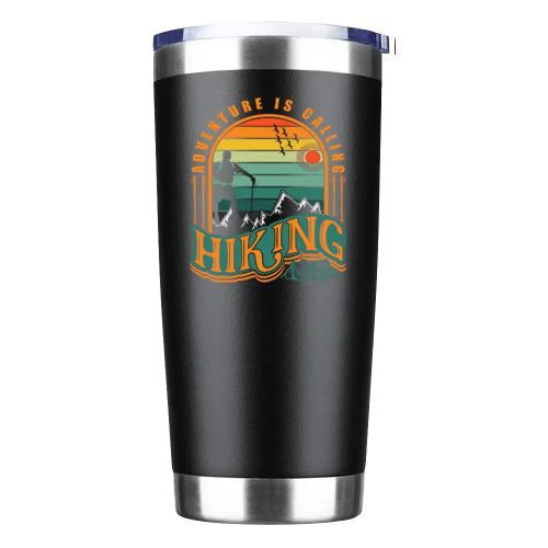 Adventure Is Calling Hiking 20oz Tumbler Black