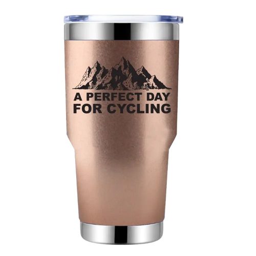 Perfect Day For Cycling 30oz Double Wall Stainless Steel Water Tumbler Rosegold