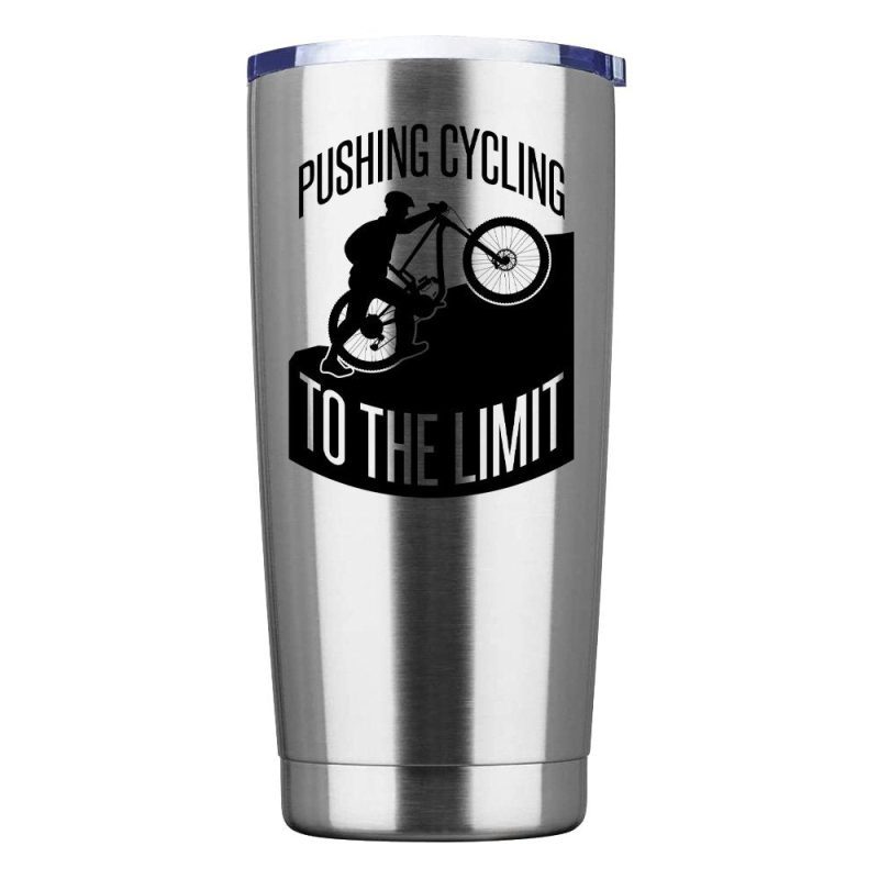 Pushing Cycling To The Limit 20oz Insulated Vacuum Sealed Tumbler Silver