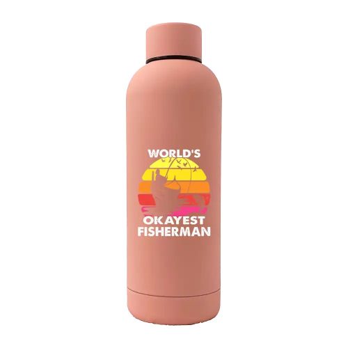 World's Okayest Fisherman 17oz Stainless Rubberized Water Bottle